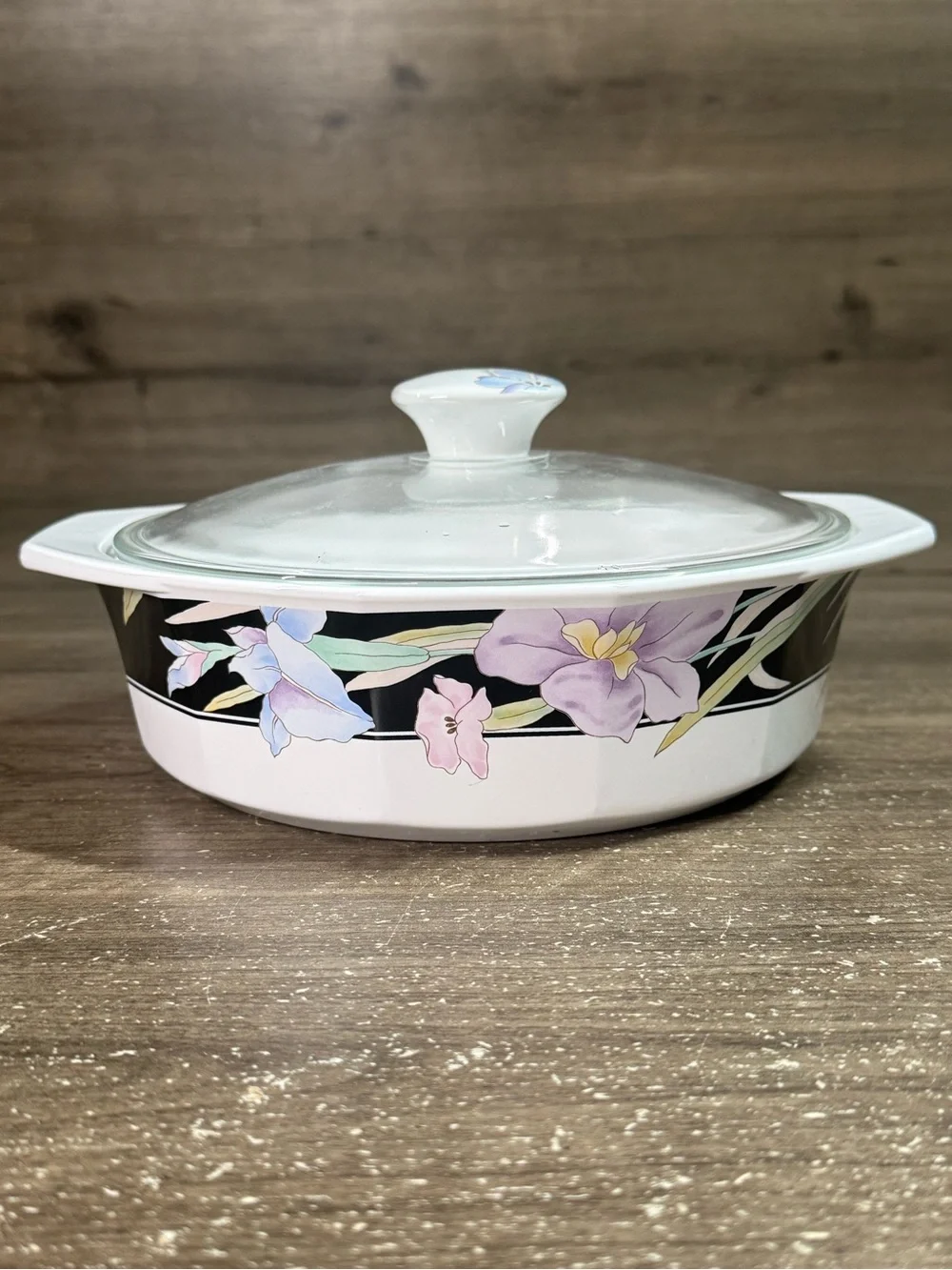 Mikasa Fire & Ice Charisma Black AA004 Covered Casserole Dish Glass Lid Japan